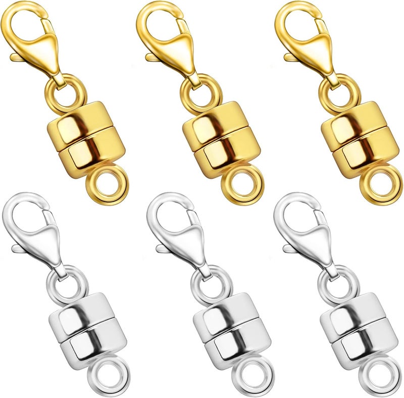 OHINGLT Magnetic Necklace Clasp Extra Strong, Gold and Silver Plated Magnet Jewelry Clasps Converters, Bracelet Extender for Women Seniors - Image 1
